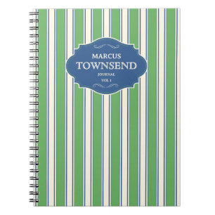 Carnet Rayure verte et bleue personnalisée