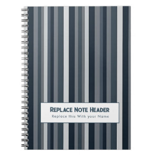 Carnet Rayure verticale personnalisée bleu gris