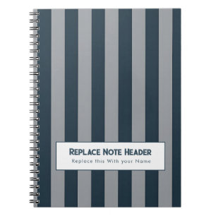Carnet Rayure verticale personnalisée bleu gris