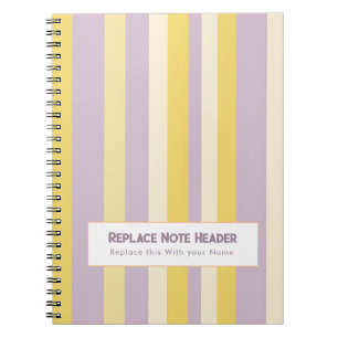 Carnet Rayure verticale personnalisée jaune lavande