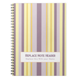 Carnet Rayure verticale personnalisée jaune lavande