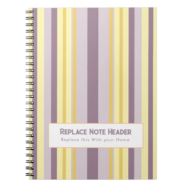 Carnet Rayure verticale personnalisée jaune lavande (Devant)