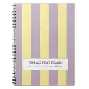 Carnet Rayure verticale personnalisée jaune lavande