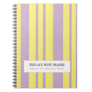 Carnet Rayure verticale personnalisée jaune lavande