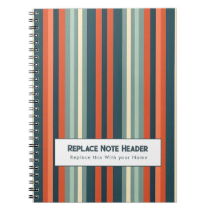 Carnet Rayure verticale personnalisée sarcelle rouille