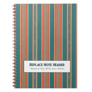 Carnet Rayure verticale personnalisée sarcelle rouille