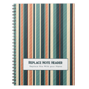 Carnet Rayure verticale personnalisée sarcelle rouille