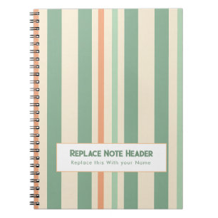 Carnet Rayure verticale personnalisée vert orange