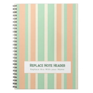 Carnet Rayure verticale personnalisée vert orange