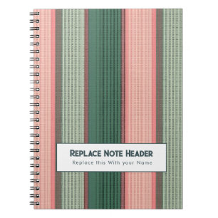 Carnet Rayure verticale personnalisée vert rose