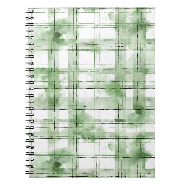 Carnet Rayures à carreaux verts blancs (Devant)