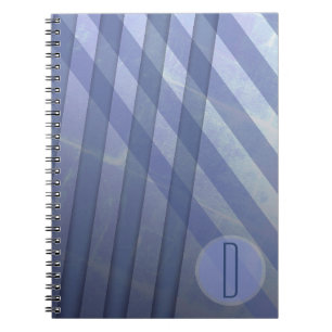 Carnet Rayures abstraites/Teintes gris-pourpre/monogramme