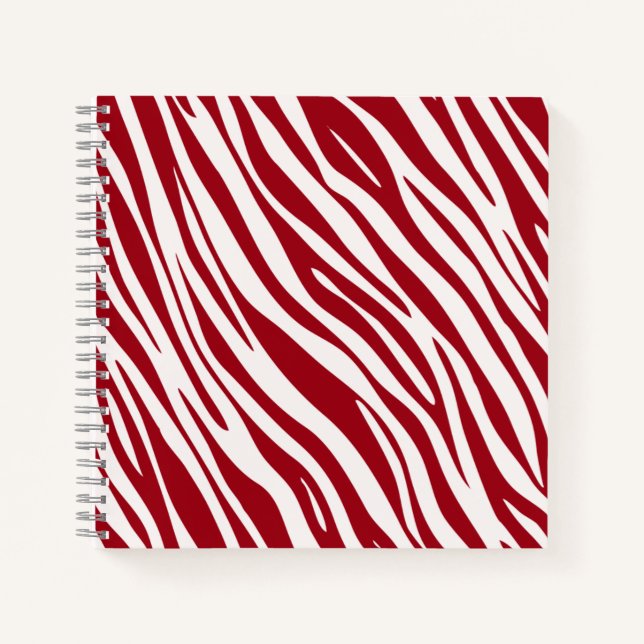 Carnet Rayures Animales Zèbre Rouge Tendance (Devant)