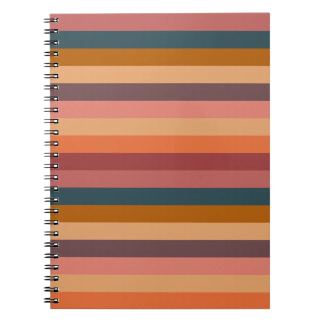 Carnet  Rayures Aquarelle Coucher de soleil  (Devant)
