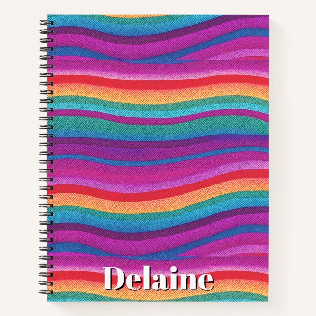 Carnet Rayures arc-en-ciel horizontales (Devant)