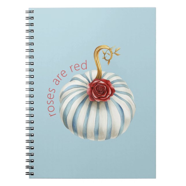 Carnet Rayures Blanches Bleu Or Rose Rouge Citrouille (Devant)