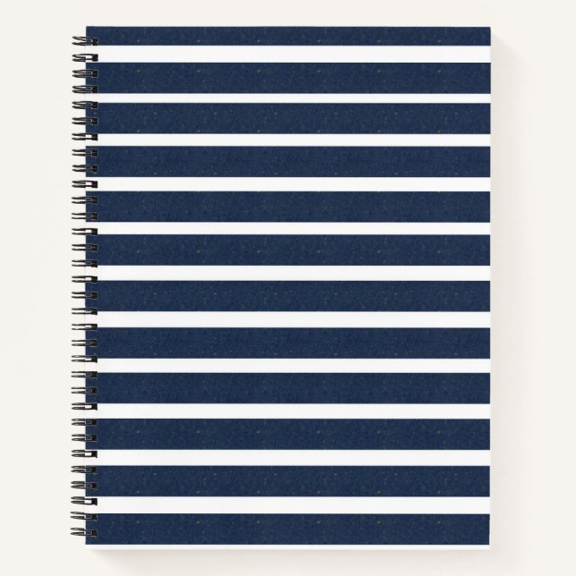Carnet Rayures Bleu Nuit Blanc (Devant)