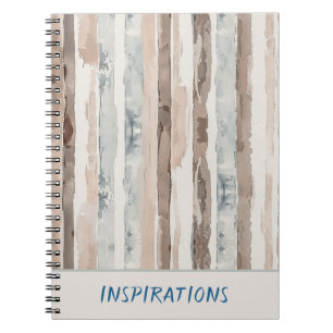 Carnet Rayures bleu pâle marron crème