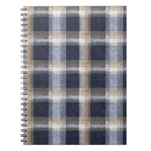 Carnet Rayures Carreaux Crème Bleu