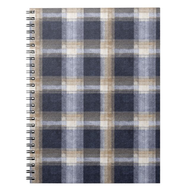 Carnet Rayures Carreaux Crème Bleu (Devant)