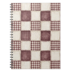 Carnet Rayures Carreaux Crème Bourgogne