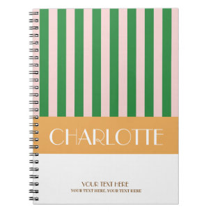 Carnet Rayures colorées élégantes Monogramme personnalisé