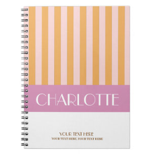Carnet Rayures colorées élégantes Monogramme personnalisé