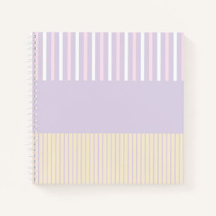 Carnet Rayures Colour Pop - Rose, Jaune et Violet pastel