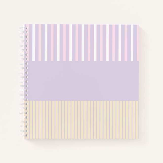 Carnet Rayures Colour Pop - Rose, Jaune et Violet pastel (Devant)