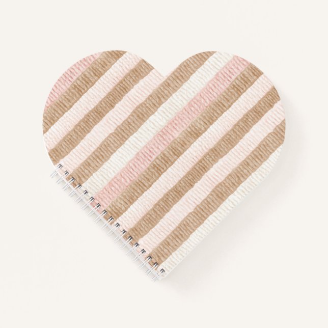 Carnet Rayures Crème Beige Rose (Devant)
