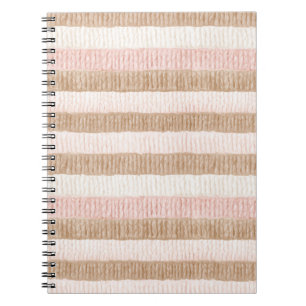 Carnet Rayures Crème Beige Rose