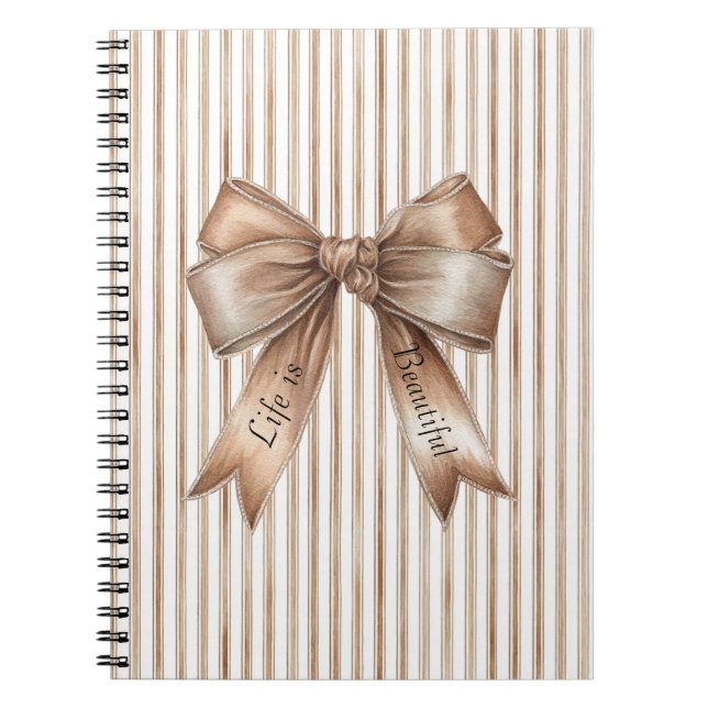 Carnet Rayures Crème Marron Nœud Papillon Cocoa (Devant)