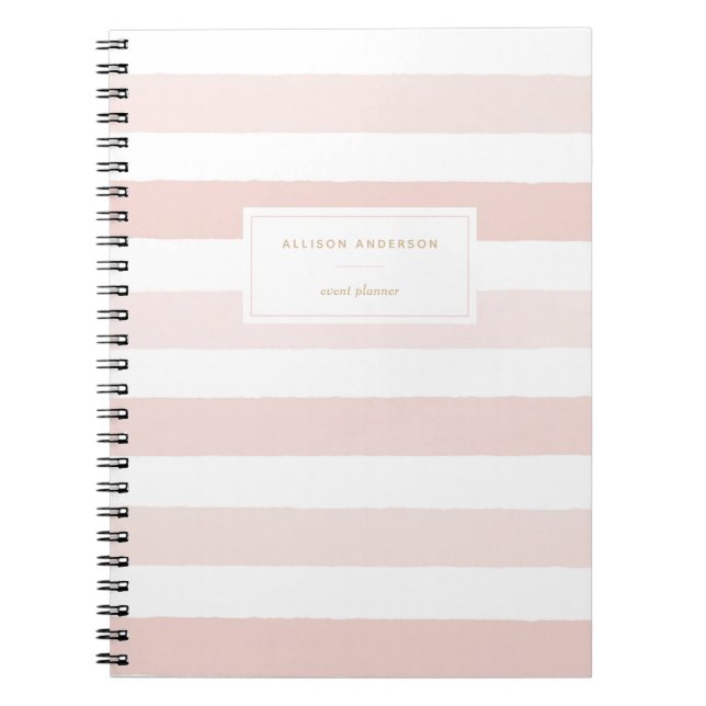 Carnet Rayures d'aquarelle rose vif moderne (Devant)
