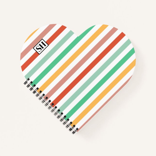 Carnet Rayures de bonbon Monogramme (Devant)