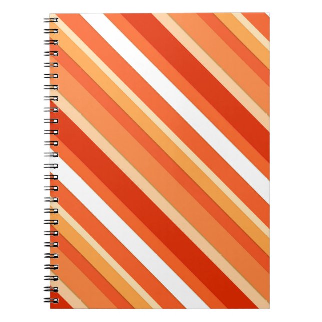 Carnet Rayures de bonbons en couches - orange et blanc (Devant)