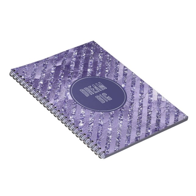 Carnet Rayures de Parties scintillant violet de glam de f (Côté Droit)