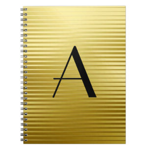 Carnet Rayures de satin d'or d'art déco de monogramme
