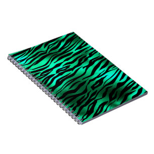 Carnet Rayures de tigre noir vert émeraude Animaux sauvag