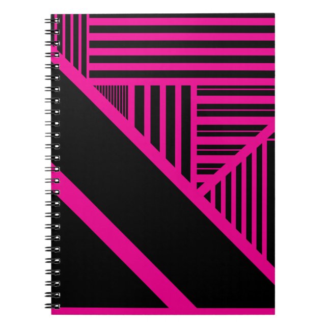Carnet Rayures de triangles en magenta et noir (Devant)