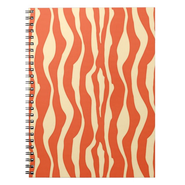Carnet Rayures de zèbre - mandarine et orange-clair (Devant)