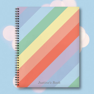 Carnet Rayures diagonales Pastel Rainbow