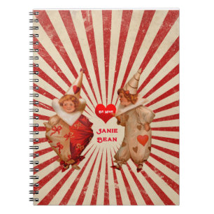 Carnet Rayures et clowns vintage de la Saint-Valentin ave