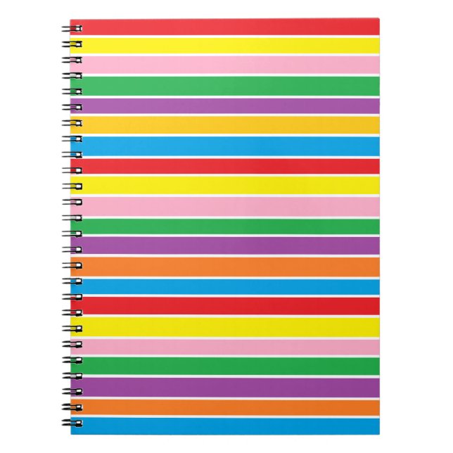 Carnet Rayures horizontales arc-en-ciel (Devant)