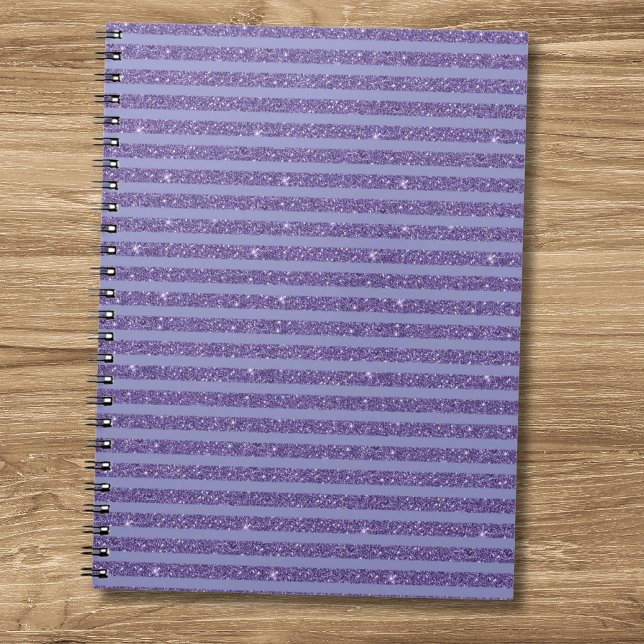 Carnet Rayures horizontales de style pailleté améthyste p (Créateur téléchargé)