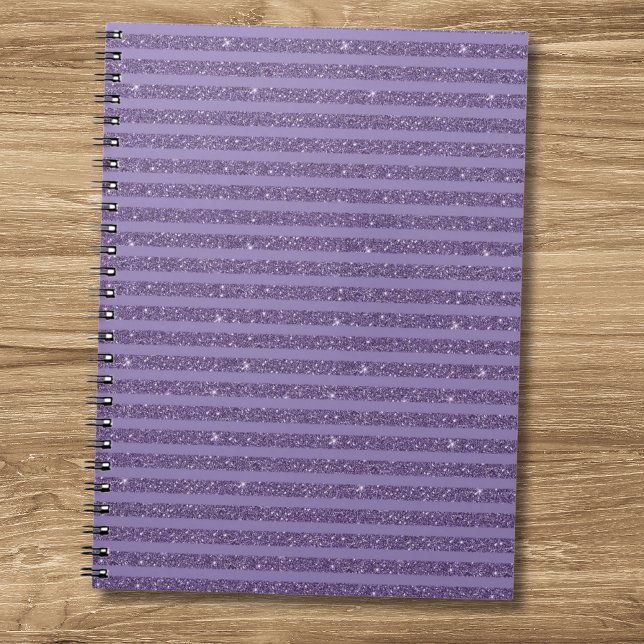 Carnet Rayures horizontales de style pailleté prune fumé (Créateur téléchargé)