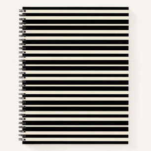 Carnet Rayures horizontales minimalistes noir et blanc