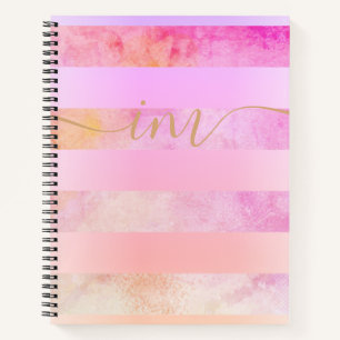 Carnet Rayures jaunes Abstraites monogrammes en aquarelle