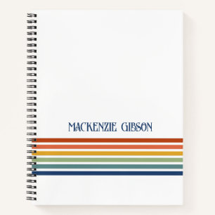 Carnet Rayures minimalistes monogrammées rétro