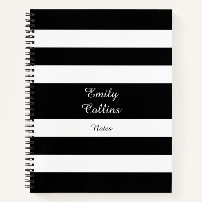 Carnet Rayures modernes noir et blanc (Devant)