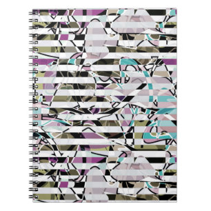 Carnet rayures motif rayées Abstraites beige turquoise p